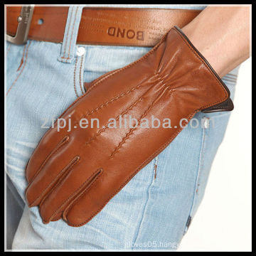 Warm dressing red brown leather motor gloves